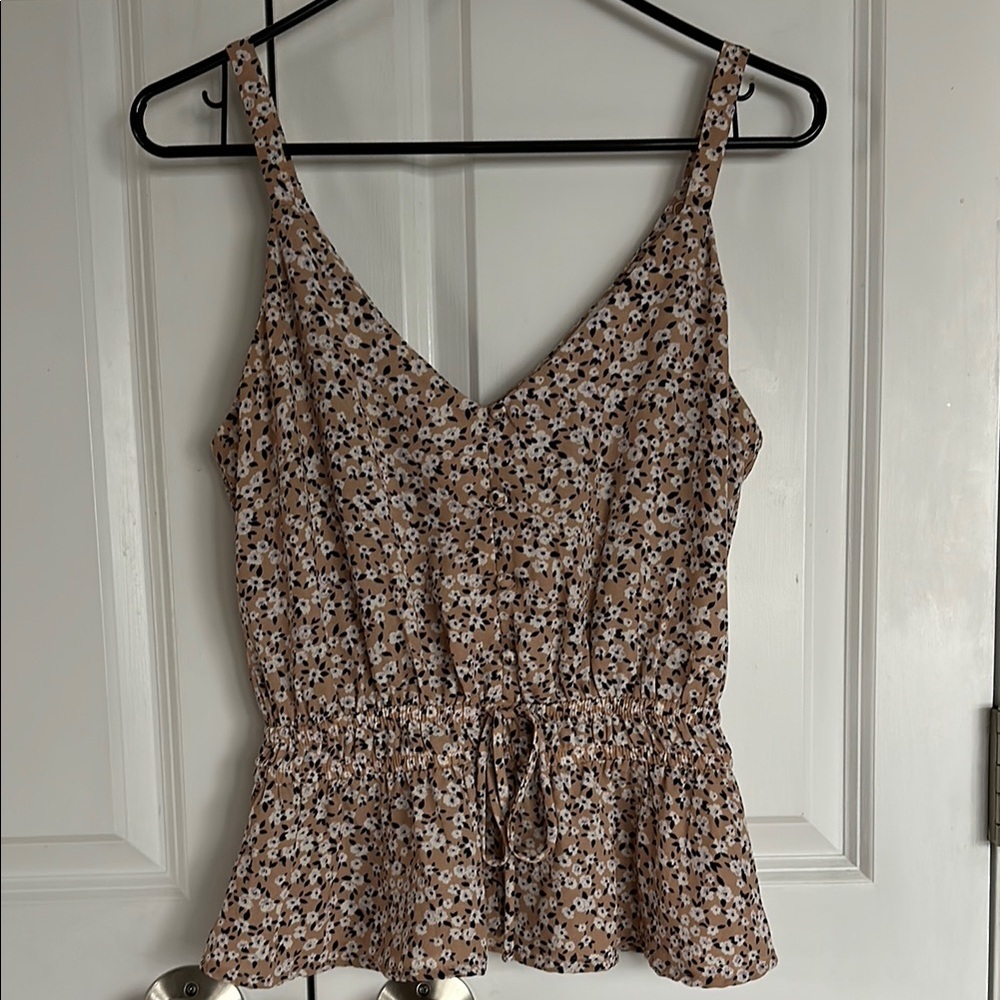 Sienna Sky Brown Peplum Tie Front Blouse